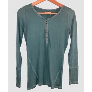 HOLLiSTER Women's Size M Y2K Coquette Henley Top Green Grunge Blouse Elena Bella